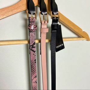 torrid 3 Pack Belts | Black, Blush, Snake | 2X